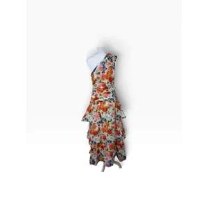 ASTR The Label Natali One Shoulder Tiered Maxi Dress White Coral Floral NWT S thumbnail 8