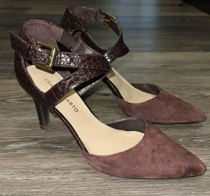 Franco Sarto Anazio Pump - Suede & Faux Leather - Burgundy - Size 7.5 thumbnail 1