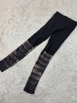 Free people movement Black Leggings with Neutral Tie-Dye Lower Panels thumbnail 1