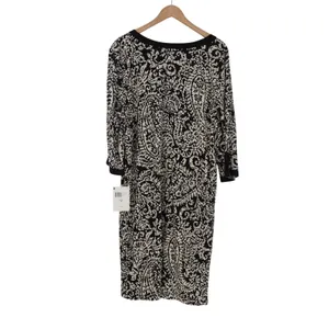 Jaclyn Smith Caftan Womens XL Black White Paisley V-Neck 3/4 Sleeve NEW thumbnail 5