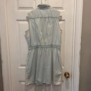 Gap 1969‎ Womens Light Wash Denim Sleeveless Button Front Shirt Dress Large Blue thumbnail 6