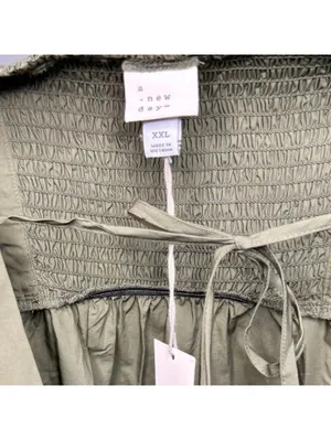 a new day Tie Back Olive Green Dress with Puff Sleeves Women’s Size XXL NWT thumbnail 6
