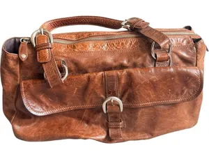 Womens Vintage Fossil Brown Pebbled Handbag Buckle Shoulder Bag Hobo Purse thumbnail 1
