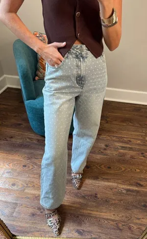These Three Boutique Polka dot denim jeans thumbnail 1
