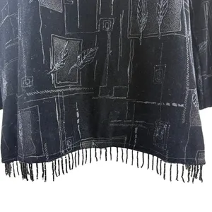 Vintage Caribou‎ New York Velvet Fringe Trim Blouse Black Witchy Size Large thumbnail 3