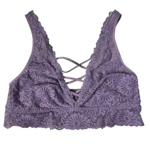 Victoria’s Secret PINK Large Lace Bralette Lace-Up Convertible Adjustable Purple thumbnail 1