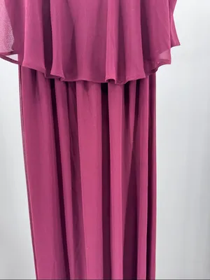 Show Me Your MuMu Caitlin Ruffle Maxi Dress S Merlot Chiffon flowy wedding event thumbnail 6