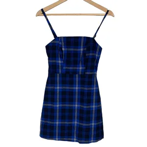 Revolve Blue Plaid Mini Slip Dress XS Grunge Dark Academia 90s Preppy $64 NEW thumbnail 4