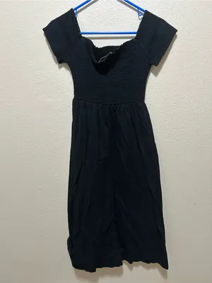 Abercrombie & Fitch Black Smocked Midi Dress Size XS Cottagecore Coquette thumbnail 2