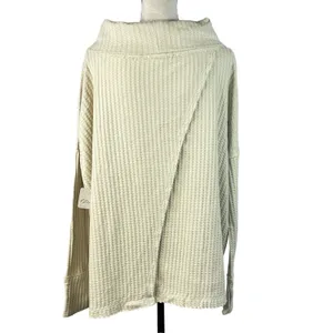 Free People Medium Thermal Top Juicy Cowl Neck Split Back Long Sleeve Stone Cold thumbnail 9