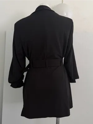 NEW BBJ Los Angeles Blazer Dress MEDIUM Black Belted Tailored Mini Blazer thumbnail 5