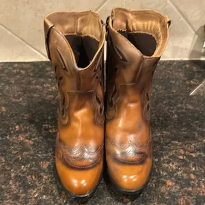 Sandro Moscoloni Brown Leather Cowboy Boots Tan Size 7 thumbnail 4