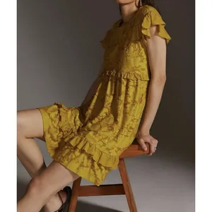 by Anthropologie Ruffle Knit Mini Dress - Size - XS thumbnail 5