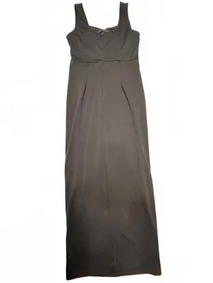 BTFBM Black Maxi Dress Contrast Binding White Piping Sleeveless Slit Size L thumbnail 2
