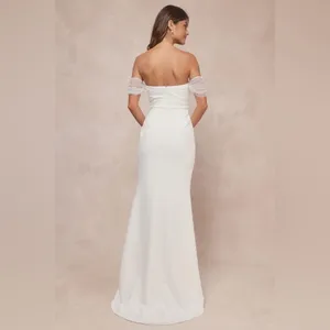 Lulus Profound Glamour Ivory Pearl Off-the-Shoulder Tulip Maxi Dress Size S NWOT thumbnail 7
