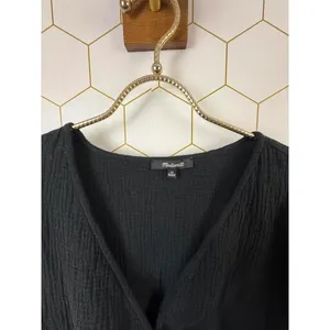 Madewell Black Lightspun Julianne Smocked-Waist Wrap Blouse - Size - 1X thumbnail 5