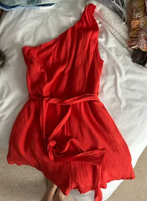 Amazon Coral One Shoulder Romper thumbnail 1