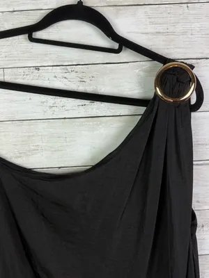 Lulu's Black One-Shoulder Maxi Skirt with High Side Slit Size Large thumbnail 4