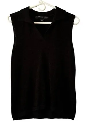 Josephine Chaus‎ Black Sleeveless Lightweight Polyester Blend Sweater Size Large thumbnail 1