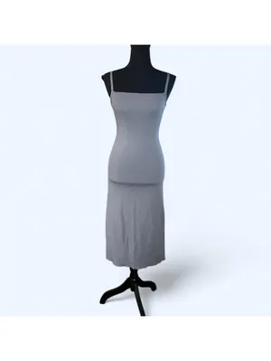 Zara vintage Y2K gray midi dress minimalist fitted slip dress Size Small thumbnail 2