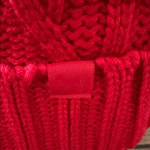 PINK - Victoria's Secret New Vibrant Red Knit Beanie with Pom Pom thumbnail 2