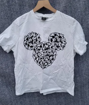 Zara x Disney Mickey Mouse "Hands" Graphic Tee Crop Retro M thumbnail 1