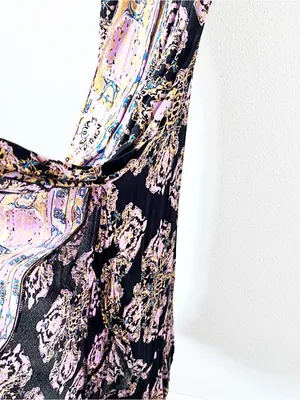 Free People Intimately That Moment Boho Vintage Inspired Black Floral Maxi Dress thumbnail 6