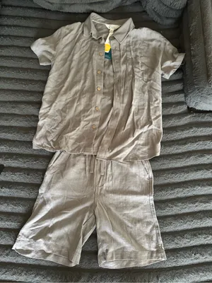 Women’s L Market Spruce Linen 2 Piece Matching set Beige Tan Button Down Collar thumbnail 3