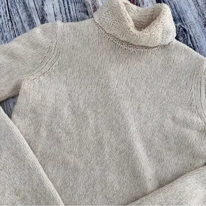 Vintage 2006 GAP Women's Oatmeal Beige Turtleneck Sweater | Wool Cotton Knit thumbnail 4