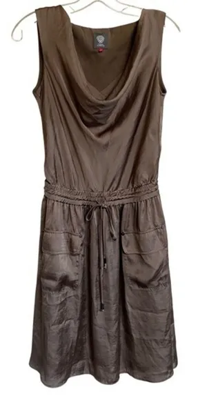 Vince Camuto Womens Taupe Brown Cowl Neck Sleeveless Dress‎ Size 2 VC2L70 thumbnail 1