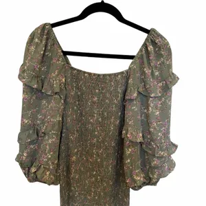 Petal & Pup Leia Floral Smocked Midi Dress Olive Puff Sleeve NWT US 0 thumbnail 3