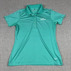 Nike Golf Polo Shirt Womens Medium Green Striped‎ Dri-FIT Quicken Loans National thumbnail 1