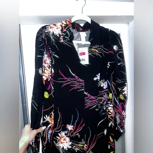 COPY - H&M Black Floral Tie Belt Waist Colorful Work Dress Size XS thumbnail 2