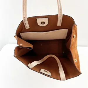 Banana Republic Leather Double Top Handle Tote Handbag Purse Blush Pink thumbnail 4