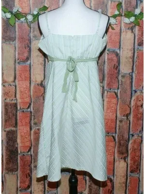 Motherhood Maternity Green & White Striped Sleeveless Empire Waist Dress Size L thumbnail 5