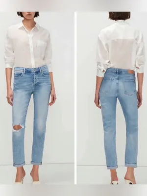 NWOT 7 For All Mankind Luxe Vintage Distressed Ripped Josefina Denim Jeans Sz 24 thumbnail 2
