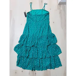 Lulus NWT Women Large Nellie Green Polka Dot Ruffle Midi Dress Dainty Romantic thumbnail 5