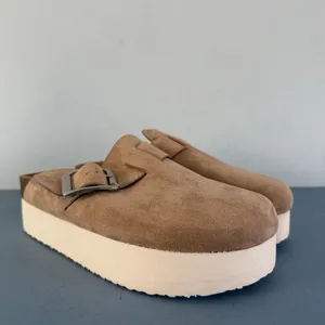 Madden Girl Cutiepie Platform‎ Sand Tan Suede Buckle Slip-On Clogs thumbnail 2