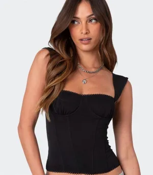 Edikted Marcella Wide Strap Mesh Corset Festival Whimsigoth Romantic Grunge thumbnail 1