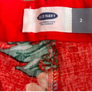 Old Navy Womens Red Tropical Floral Linen Blend Shorts Size 2 Summer Beach thumbnail 6