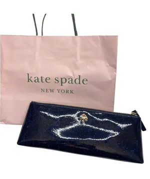 Kate Spade Glitter Bug Mattie Cosmetic Bag Navy Blue Sparkle NWT thumbnail 1
