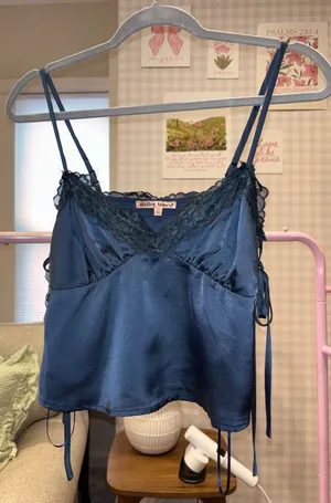 satin top Blue thumbnail 1