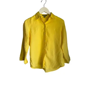 Coastal Summer Yellow 100% Linen Button Front Shirt Small Chaps 1978 thumbnail 4