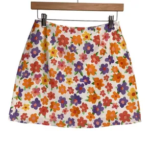 Peppermayo Spring Days Linen Mini Skirt Size‎ 4 NWT Blooming Floral Lined thumbnail 2