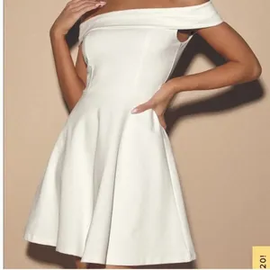 Lulus Off The Shoulder Solid Skater Mini Dress White Bridal Party Size S thumbnail 2