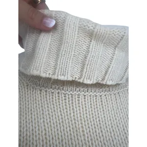 Incentive Cashmere Ivory Chunky Knit Turtleneck Sweater Made Italy Size S thumbnail 4