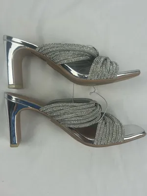 NWOT A New Day Silver Rhinestone Dress Slip-on Block Heels Size 6.5 thumbnail 3