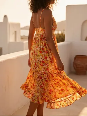 Arizona Jeans Floral Sundress XL • Boho Yellow Maxi Dress thumbnail 3