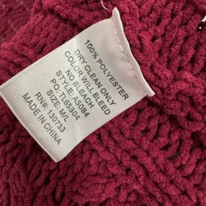 Umgee USA Burgundy Cable Open Front Chunky Knit Cardigan Oversized M/L Boho thumbnail 7
