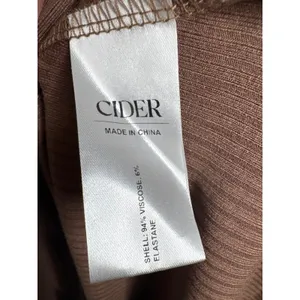 Cider 2020s Brown Ribbed Midi Dress Gold Trim Stretch NWT Large thumbnail 12